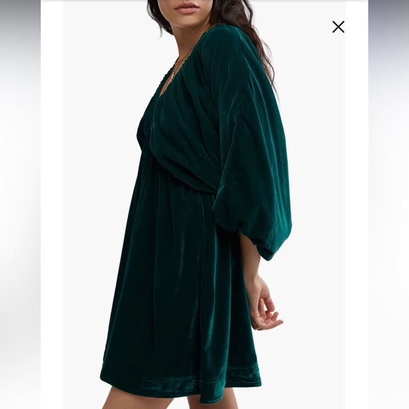 NWOT Free People Uncut Emerald Velvet Dress - Picture 4 of 6